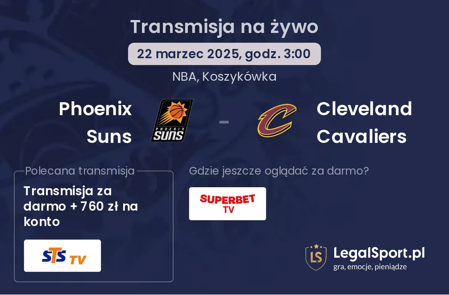Phoenix Suns - Cleveland Cavaliers gdzie oglądać?