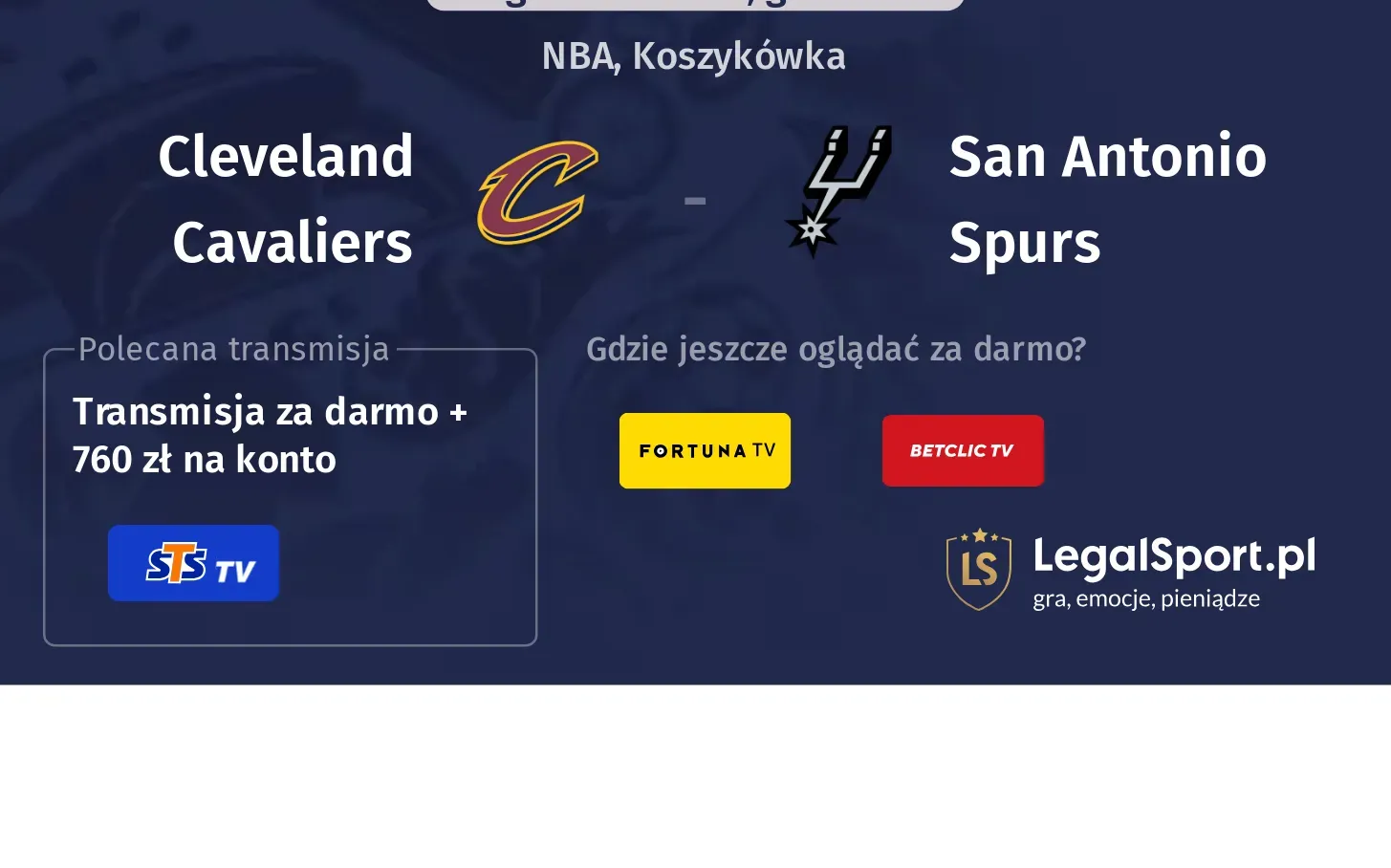 Cleveland Cavaliers - San Antonio Spurs Transmisje