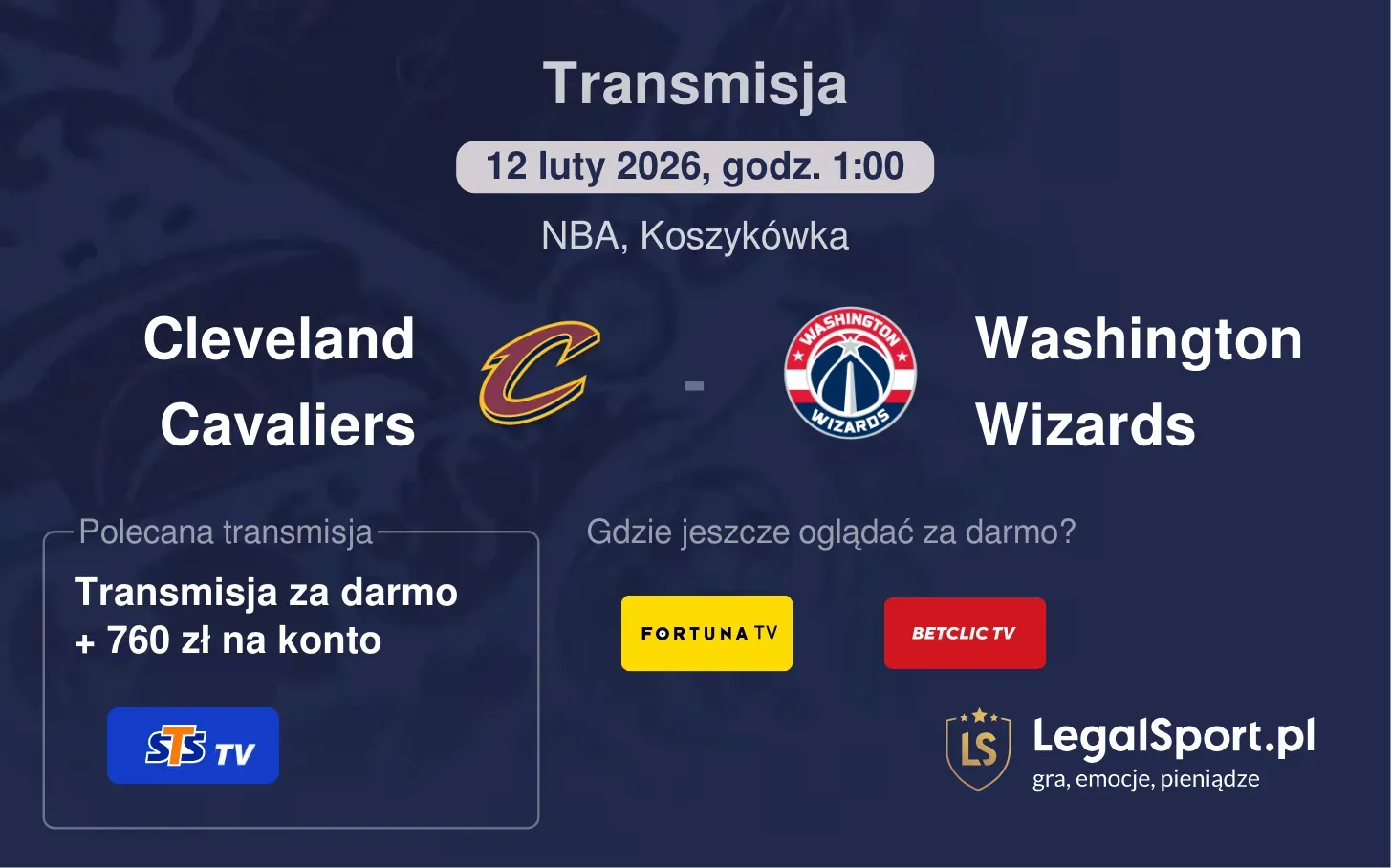 Cleveland Cavaliers - Washington Wizards Transmisje