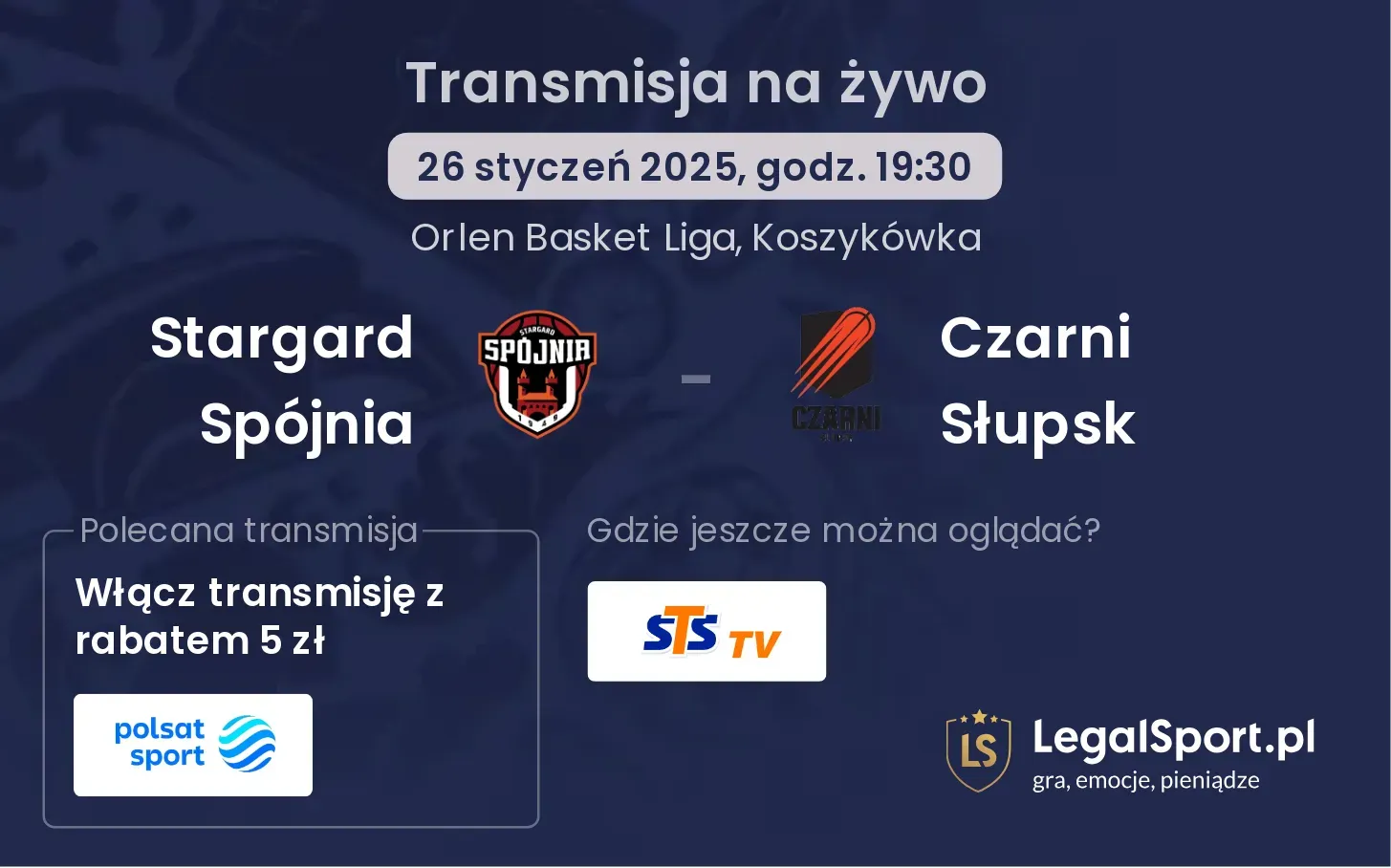 Stargard Spójnia - Czarni Słupsk gdzie oglądać?