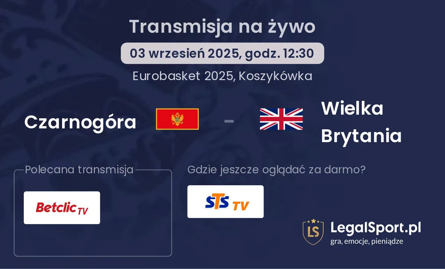Czarnogóra - Wielka Brytania gdzie oglądać?