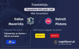 Dallas Mavericks - Detroit Pistons gdzie oglądać? (19.12)