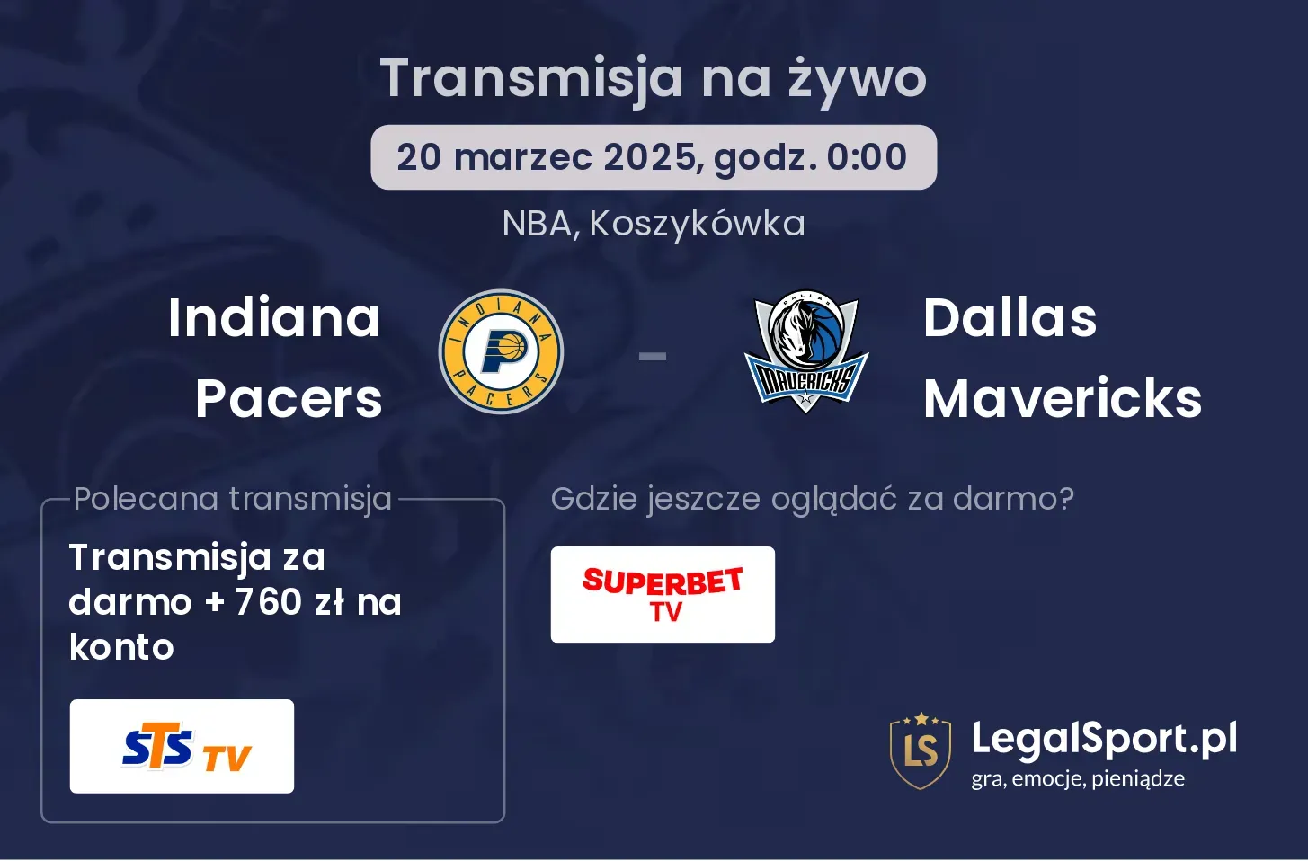 Indiana Pacers - Dallas Mavericks gdzie oglądać?