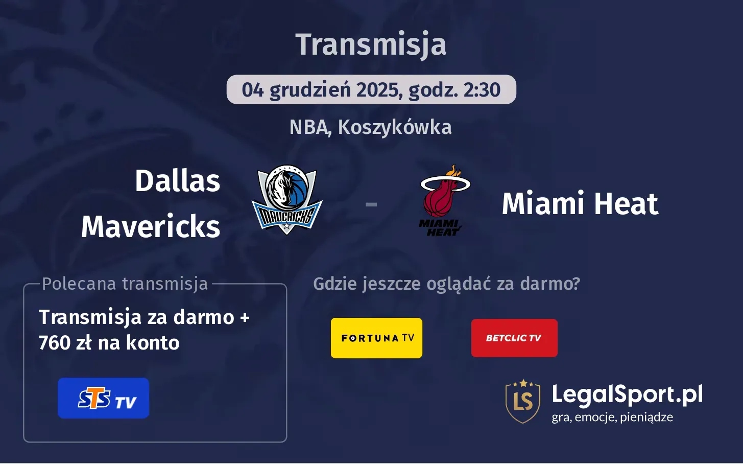 Dallas Mavericks - Miami Heat Transmisje