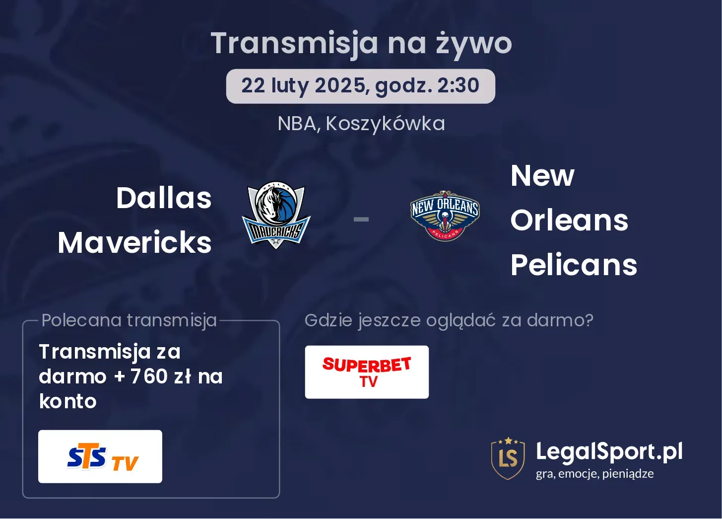 Dallas Mavericks - New Orleans Pelicans gdzie oglądać?