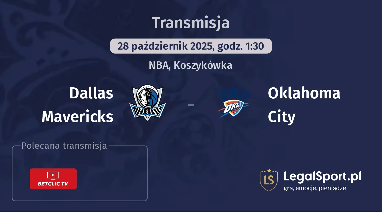 Dallas Mavericks - Oklahoma City Transmisje