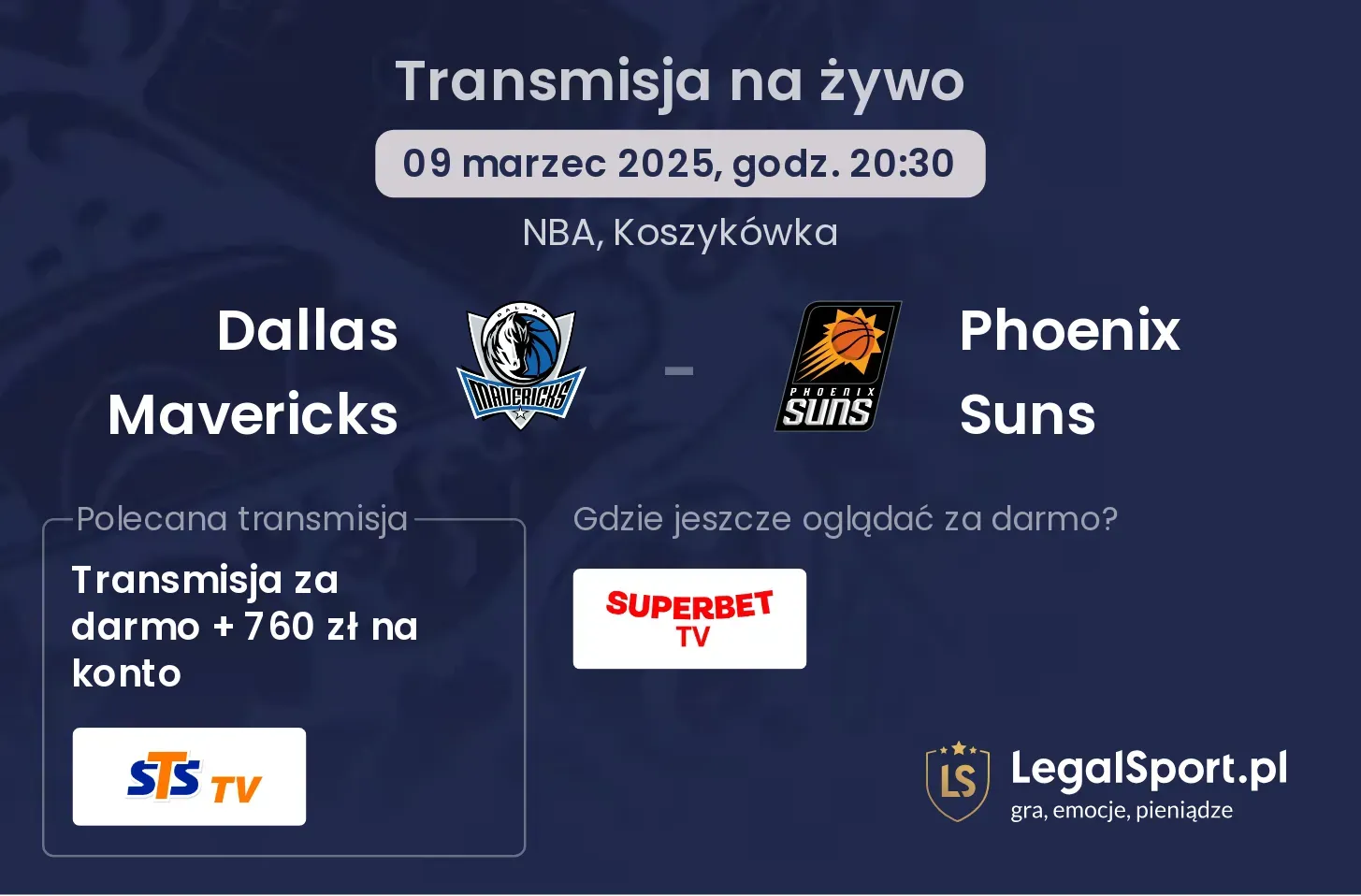 Dallas Mavericks - Phoenix Suns gdzie oglądać?