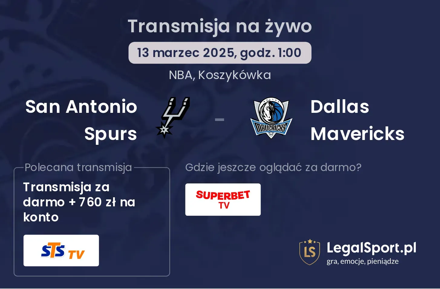 San Antonio Spurs - Dallas Mavericks gdzie oglądać?