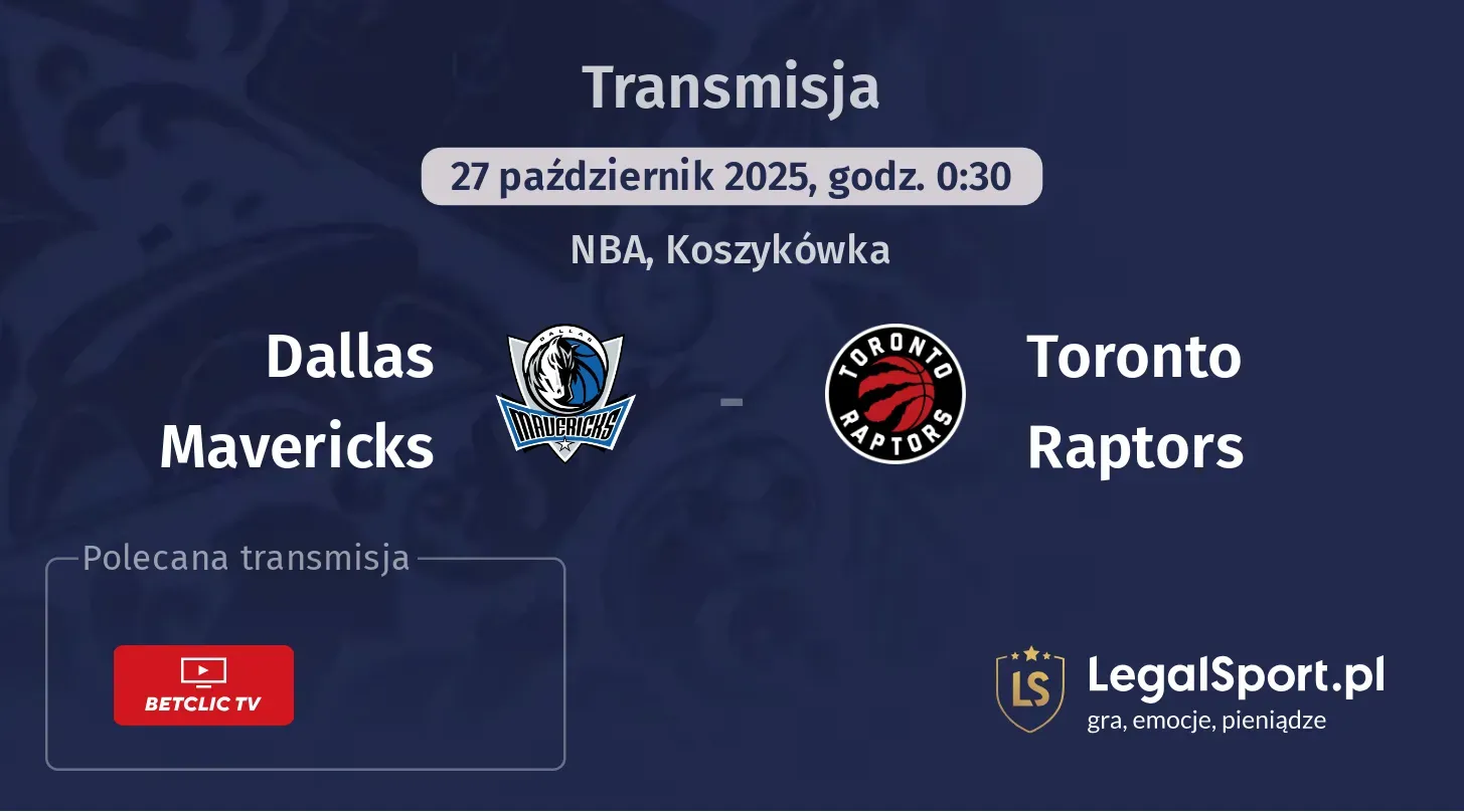 Dallas Mavericks - Toronto Raptors gdzie oglądać?