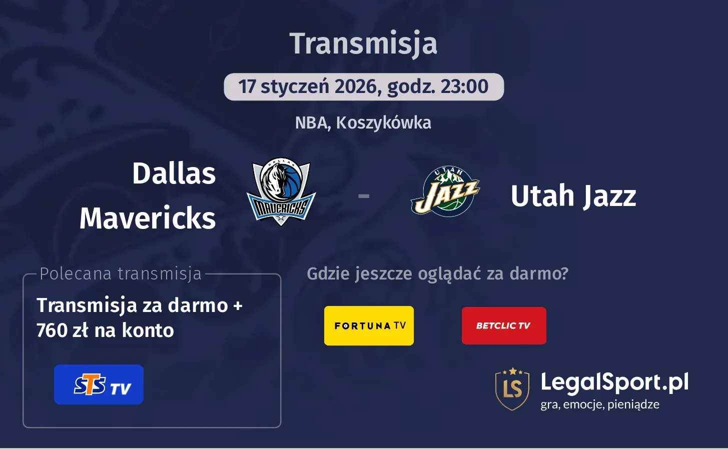 Dallas Mavericks - Utah Jazz Transmisje