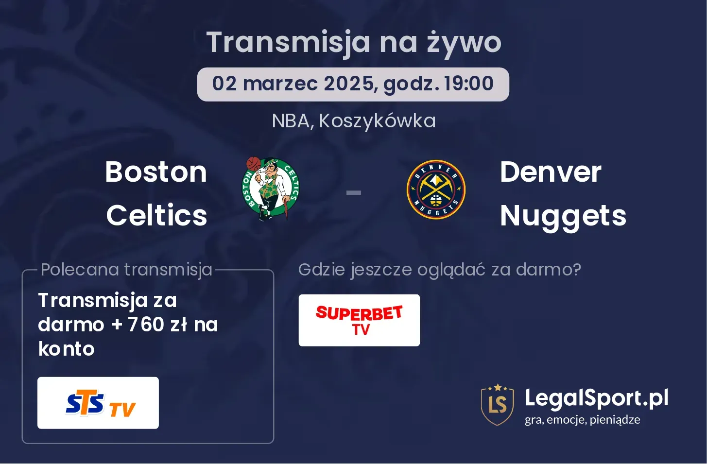 Denver Nuggets - Boston Celtics transmisja na żywo