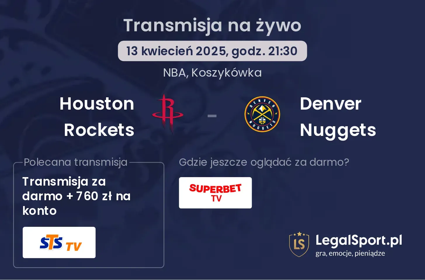 Houston Rockets - Denver Nuggets gdzie oglądać?