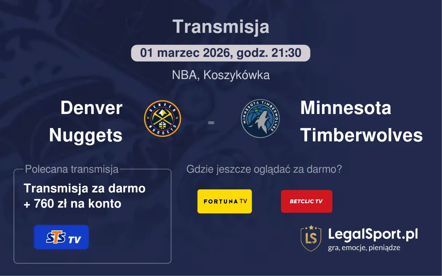 Denver Nuggets - Minnesota Timberwolves Transmisje