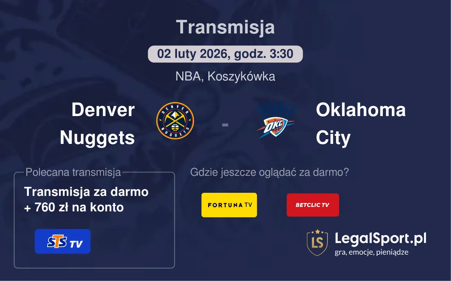Denver Nuggets - Oklahoma City Transmisje
