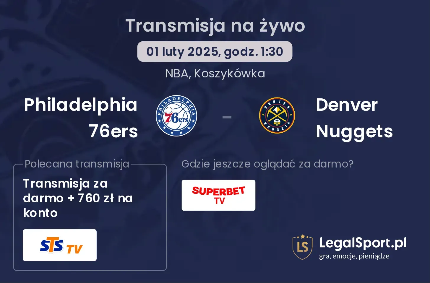 Philadelphia 76ers - Denver Nuggets gdzie oglądać?