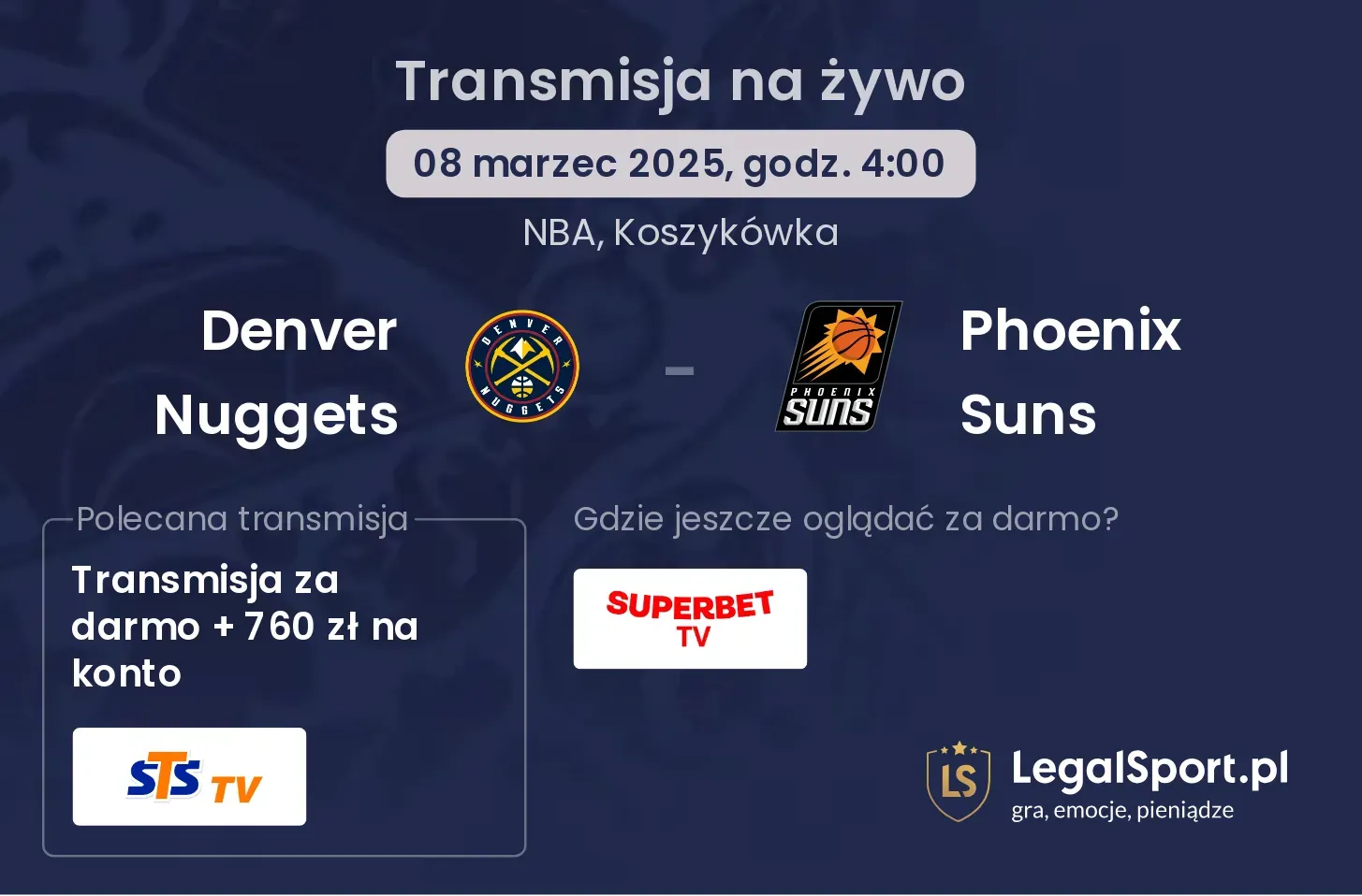 Denver Nuggets - Phoenix Suns gdzie oglądać?