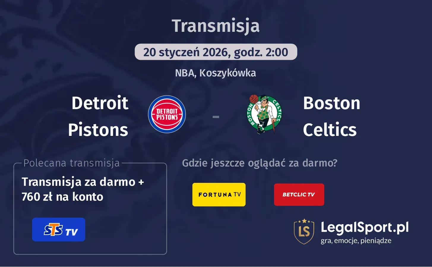 Detroit Pistons - Boston Celtics Transmisje