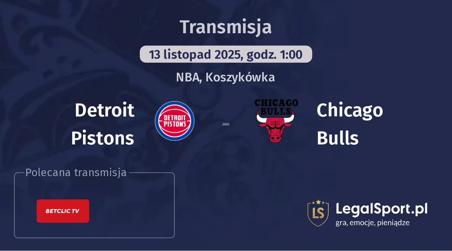 Detroit Pistons - Chicago Bulls Transmisje
