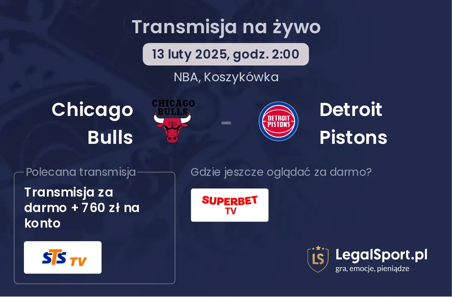 Chicago Bulls - Detroit Pistons gdzie oglądać transmisję?