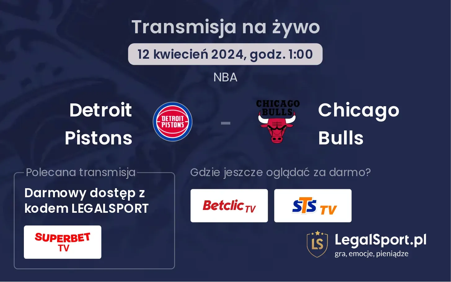 Detroit Pistons - Chicago Bulls transmisja na żywo