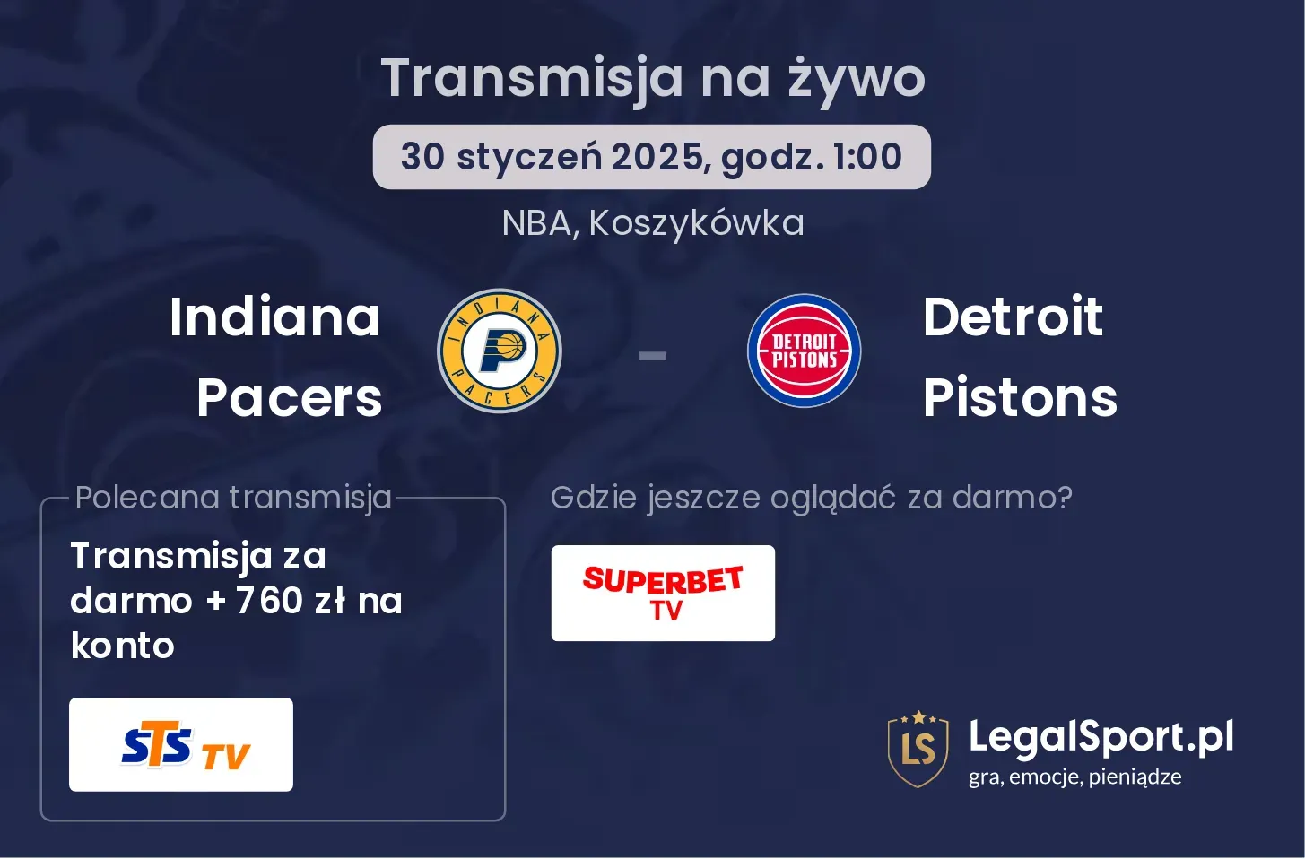 Indiana Pacers - Detroit Pistons gdzie oglądać?