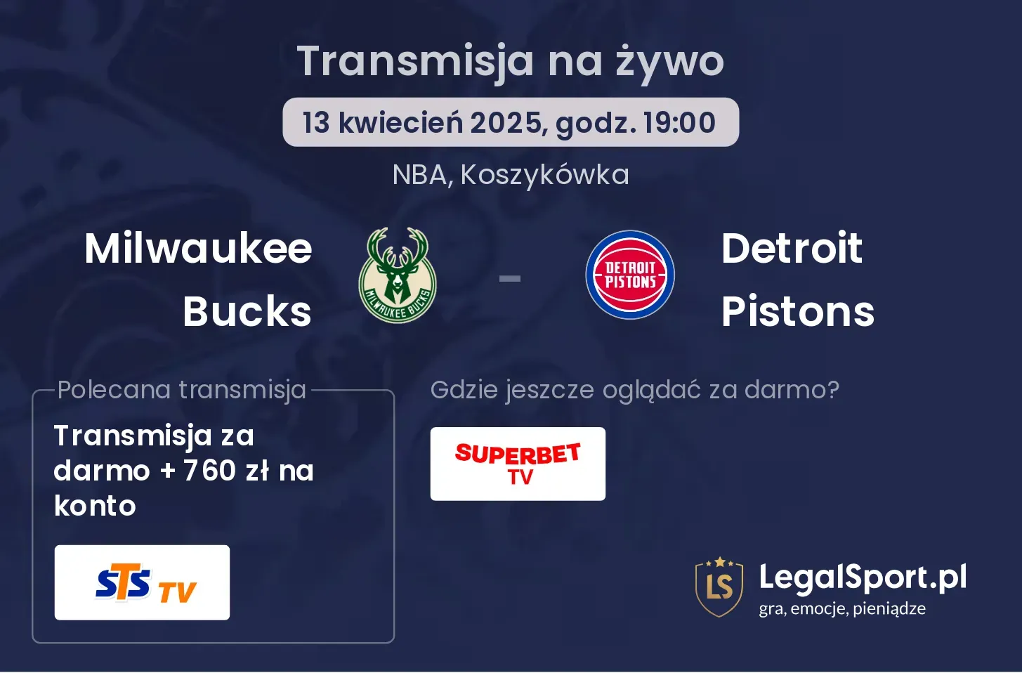 Milwaukee Bucks - Detroit Pistons gdzie oglądać?