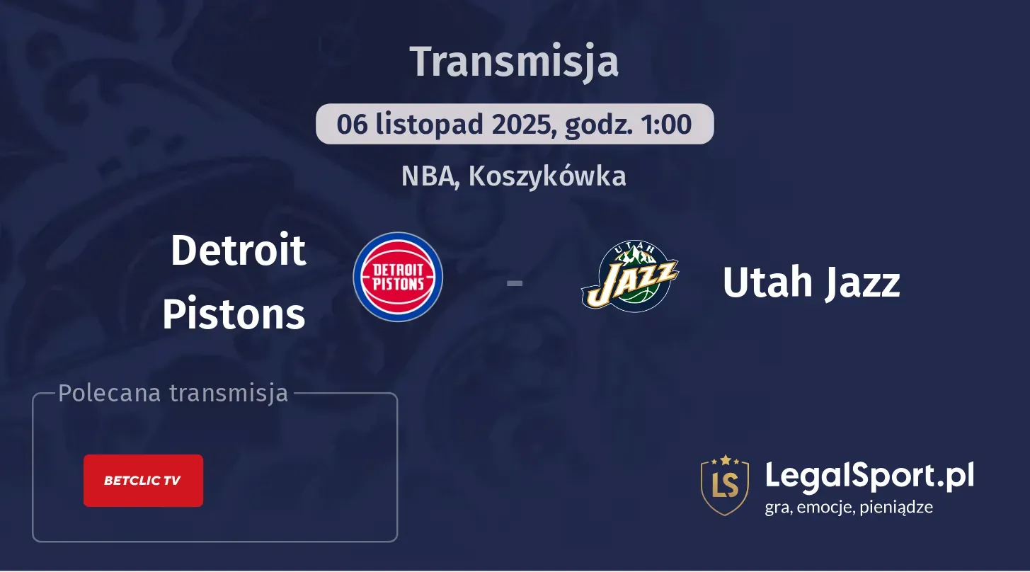 Detroit Pistons - Utah Jazz Transmisje