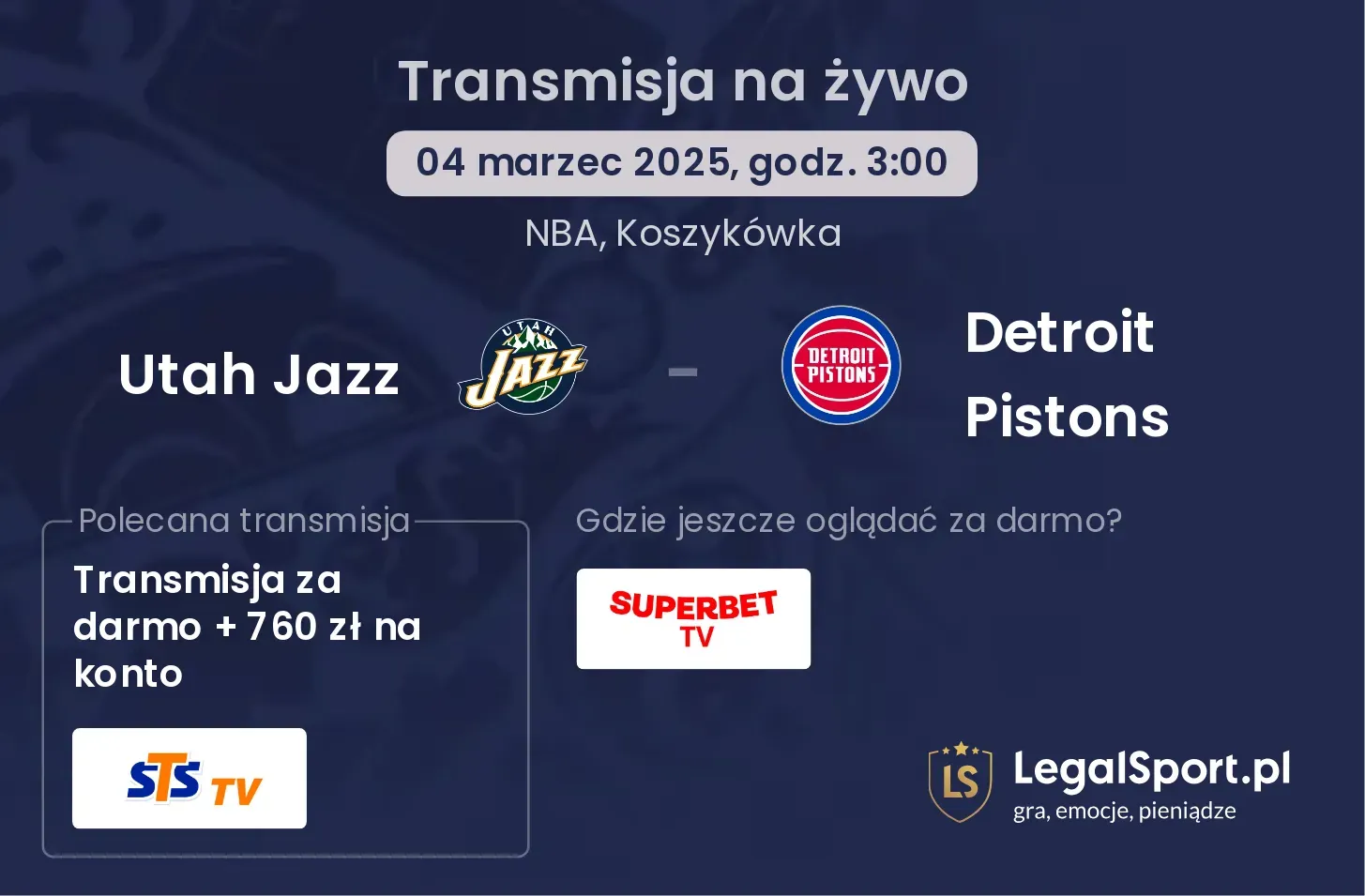 Utah Jazz - Detroit Pistons gdzie oglądać?