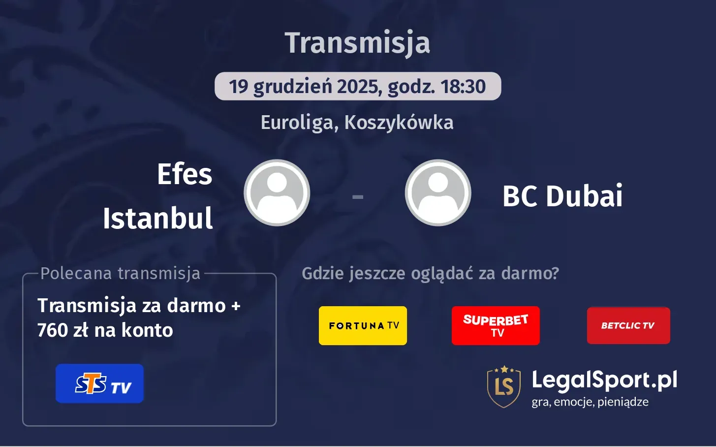 Efes Istanbul - BC Dubai Transmisje