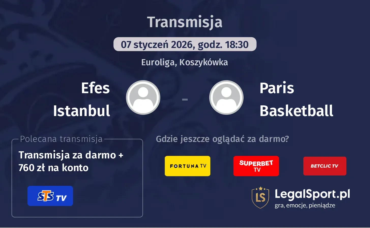 Efes Istanbul - Paris Basketball Transmisje