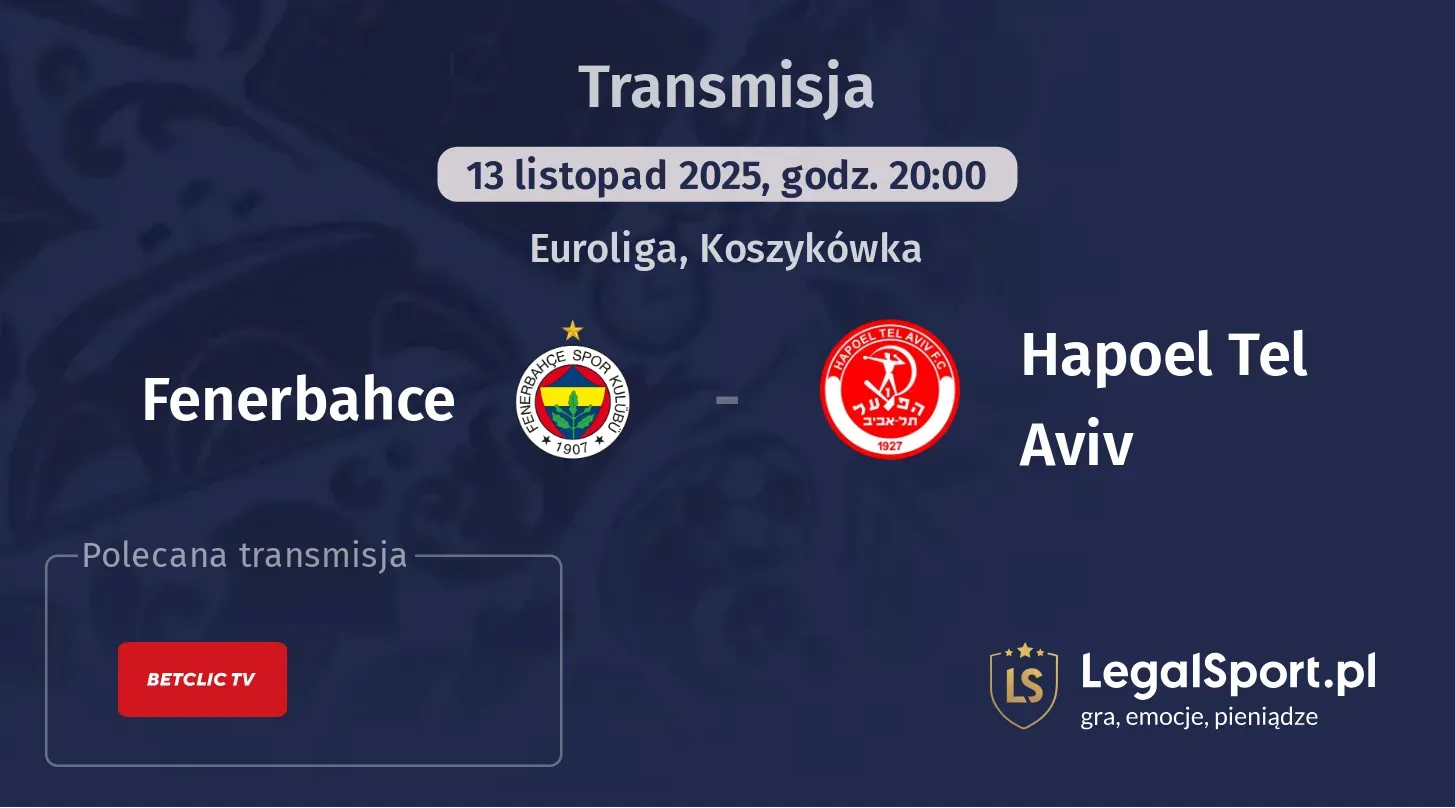Fenerbahce - Hapoel Tel Aviv Transmisje