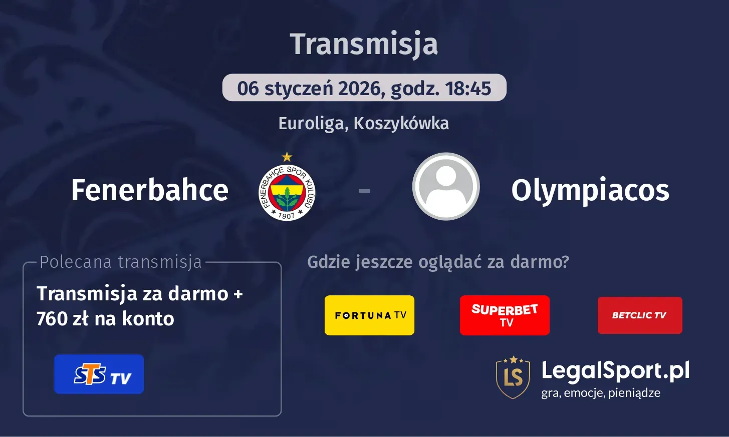 Fenerbahce - Olympiacos Transmisje