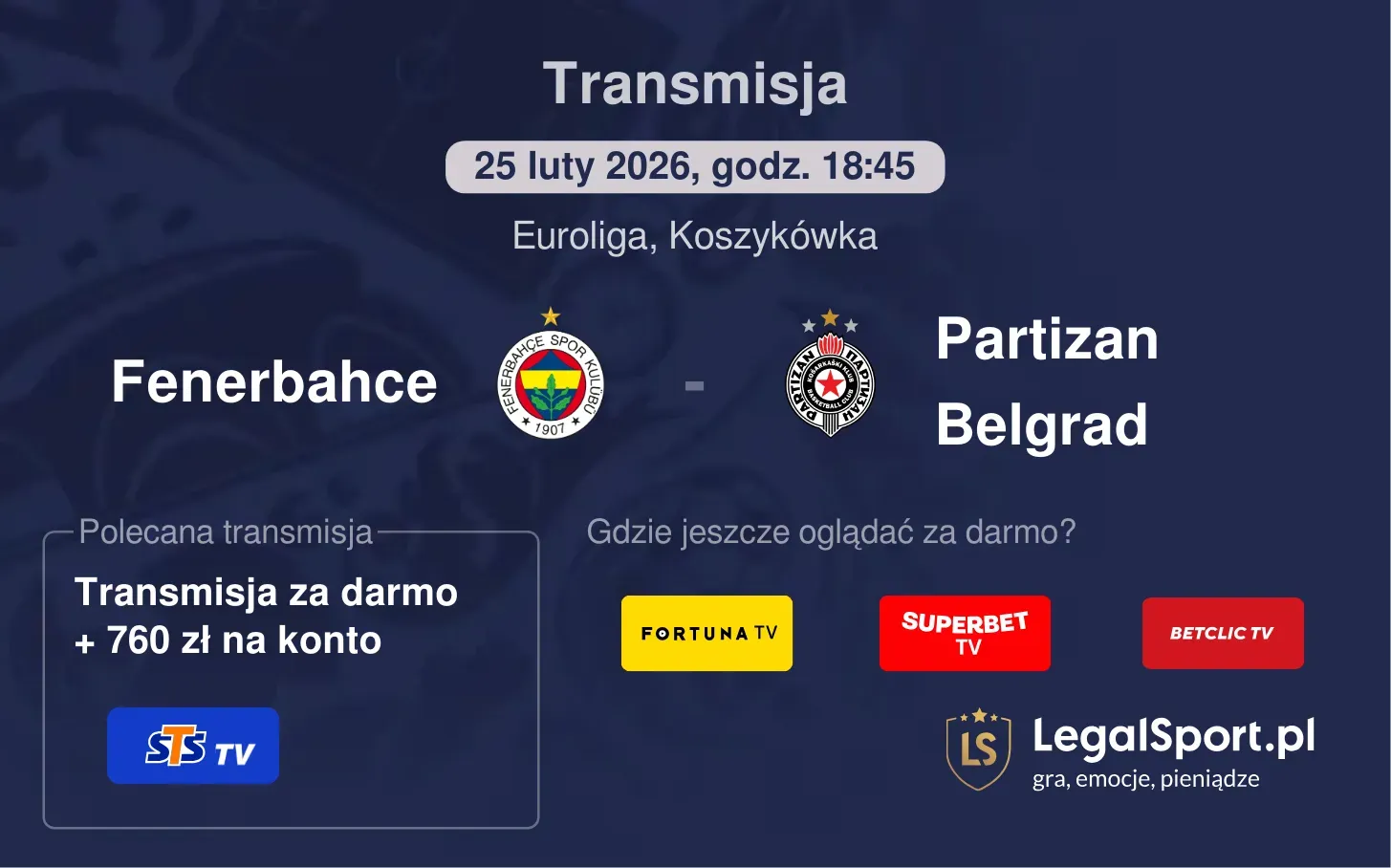 Fenerbahce - Partizan Belgrad Transmisje