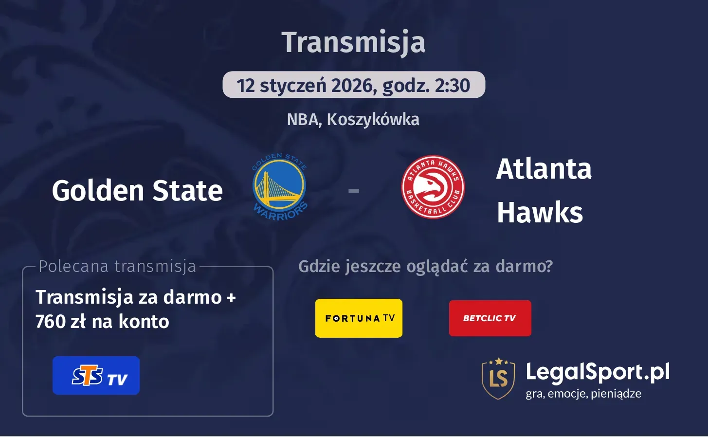 Golden State - Atlanta Hawks Transmisje
