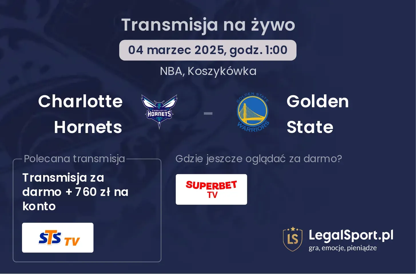 Charlotte Hornets - Golden State gdzie oglądać?