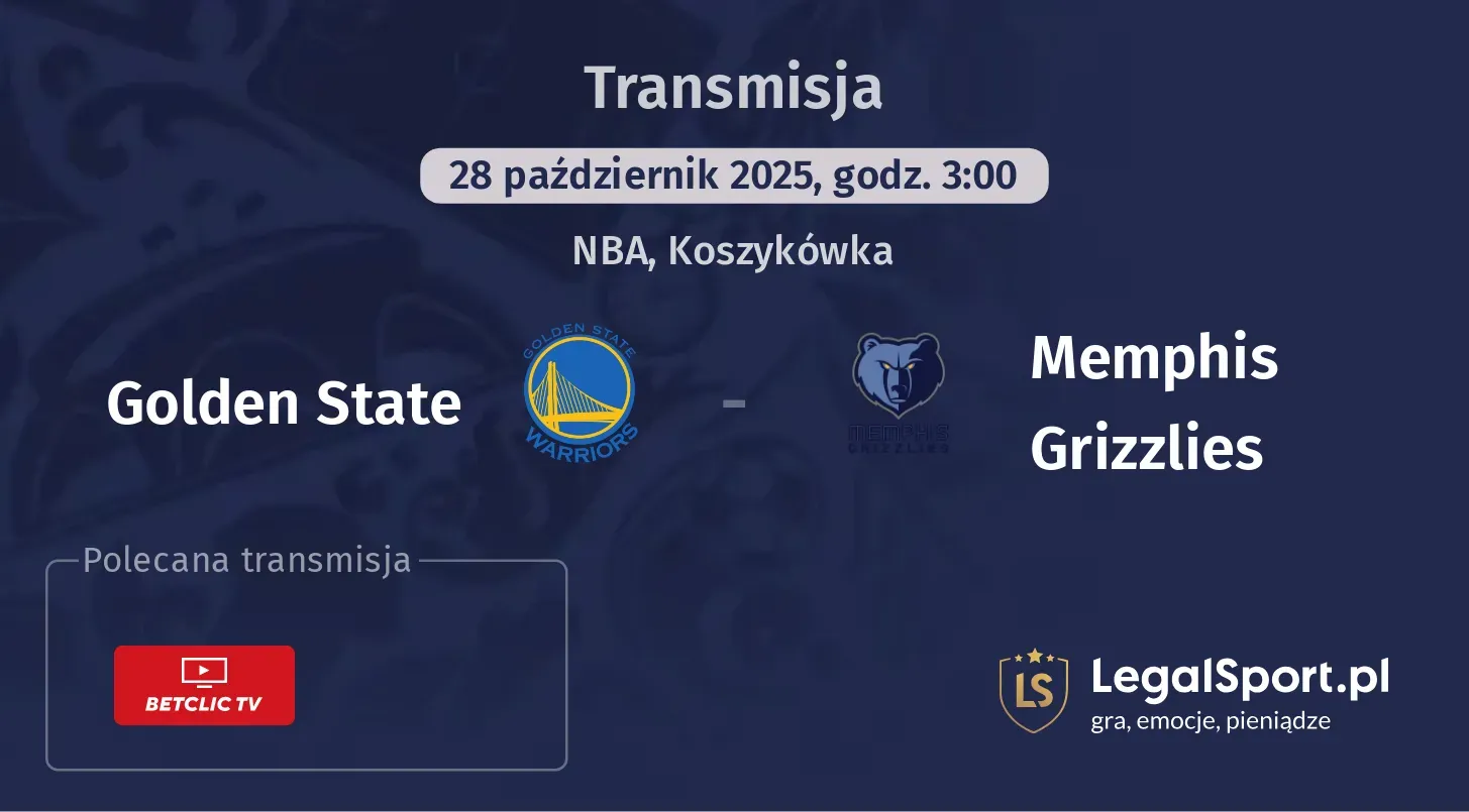 Golden State - Memphis Grizzlies Transmisje