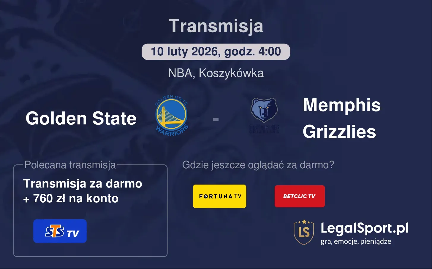 Golden State - Memphis Grizzlies Transmisje
