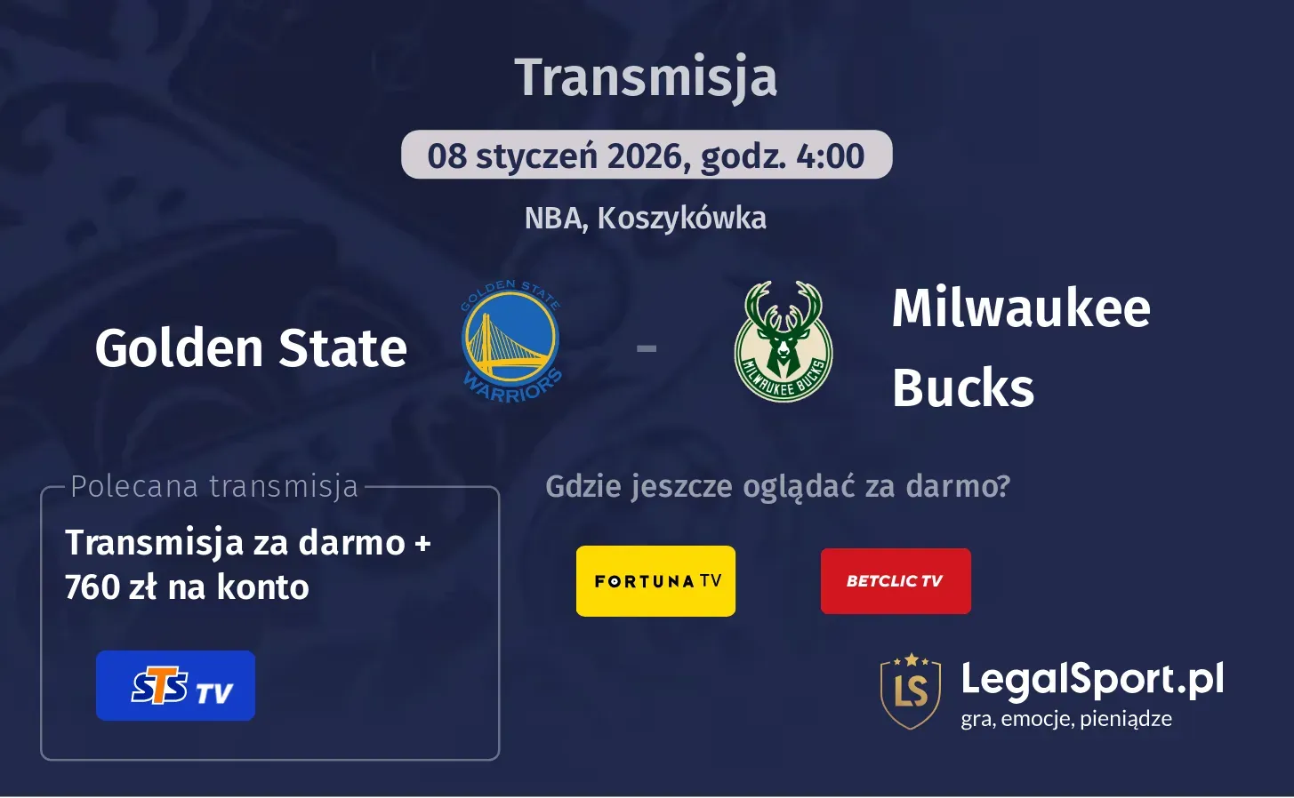 Golden State - Milwaukee Bucks Transmisje