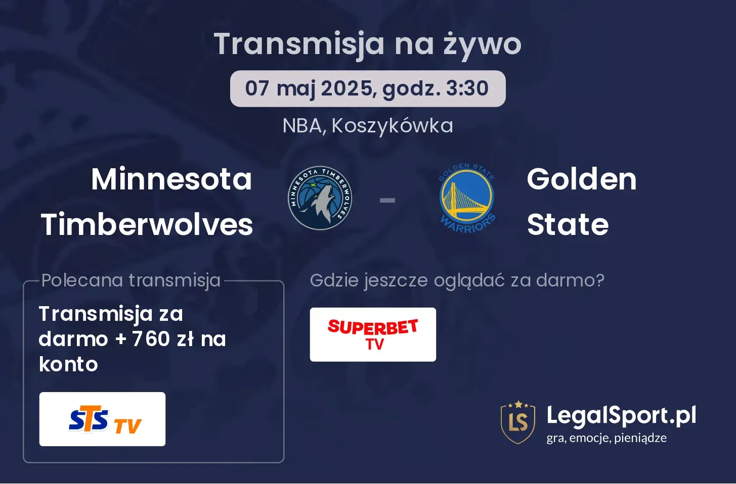 Minnesota Timberwolves - Golden State gdzie oglądać transmisję?