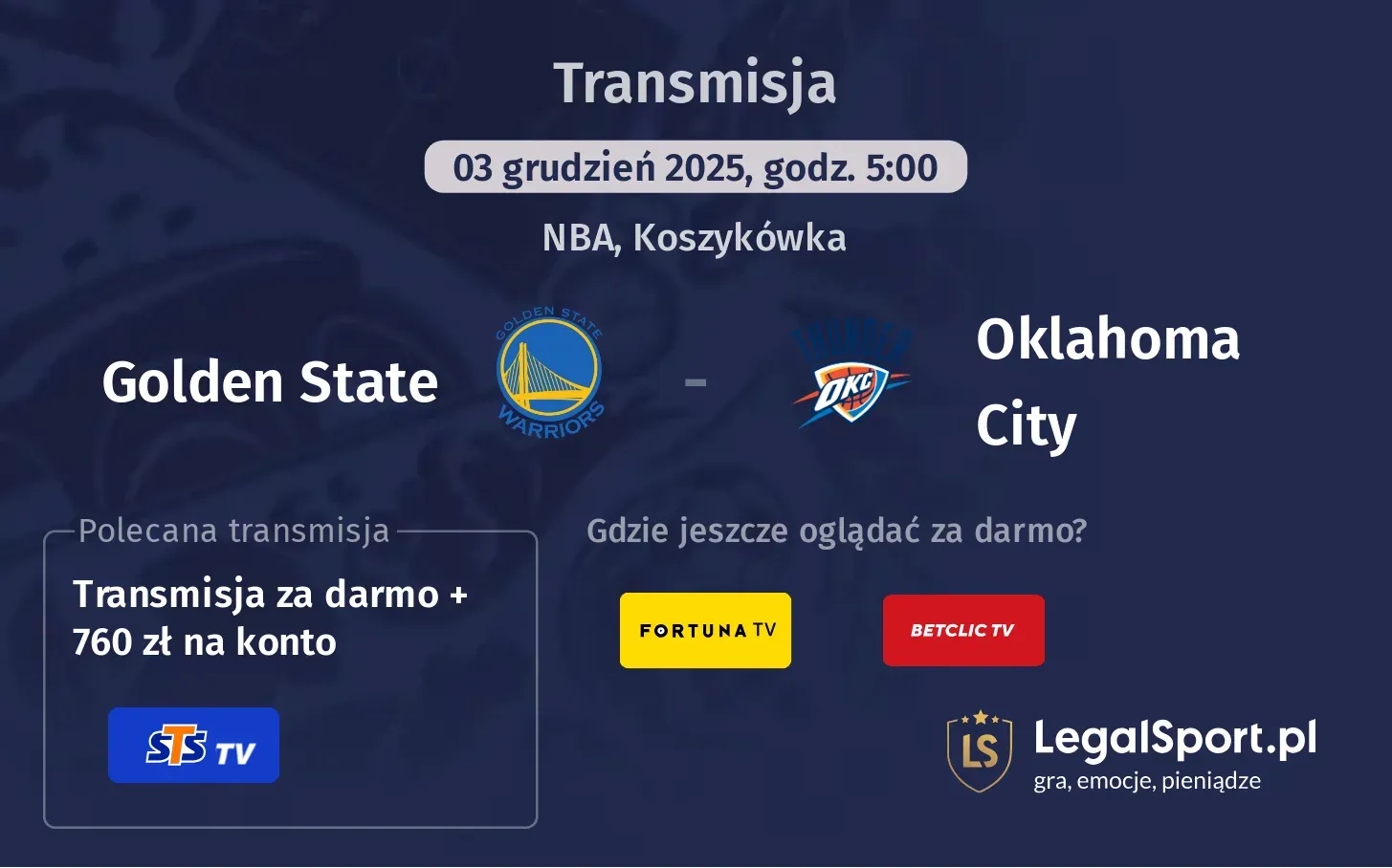 Golden State - Oklahoma City Transmisje