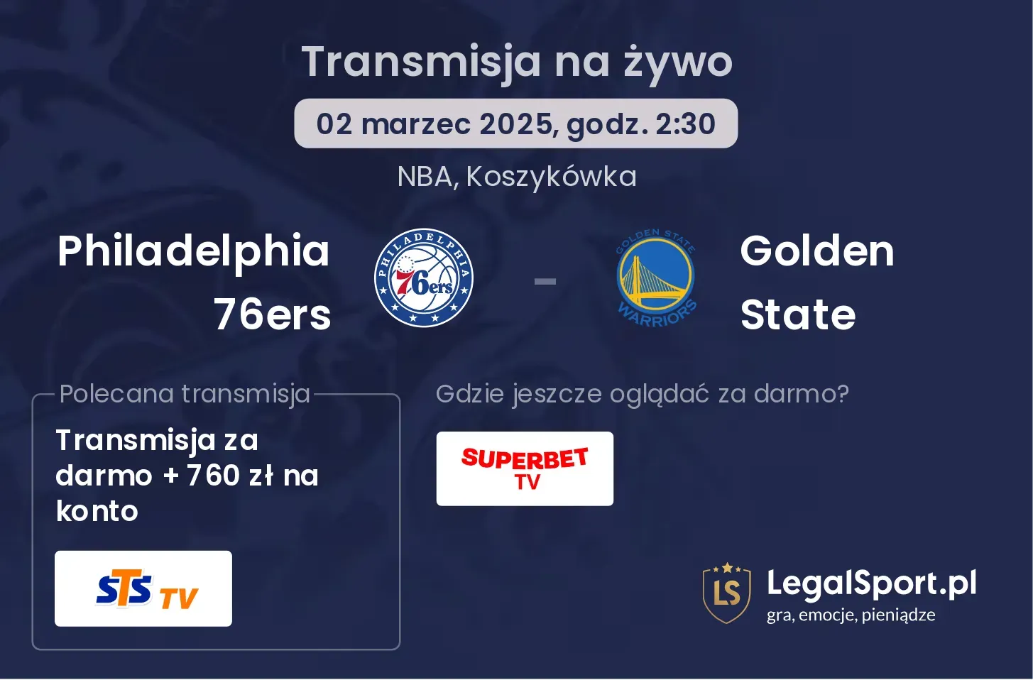Philadelphia 76ers - Golden State gdzie oglądać?