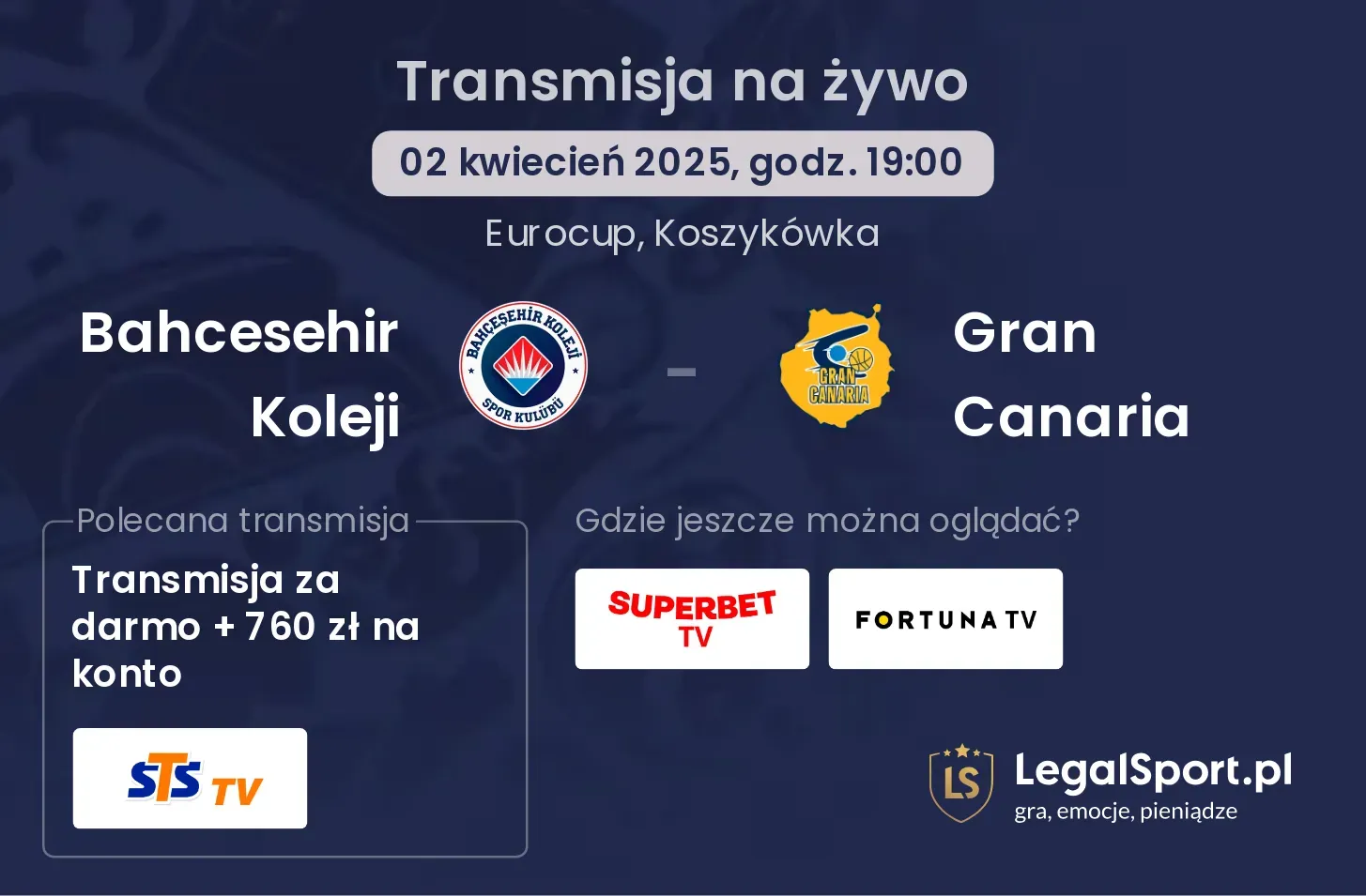 Bahcesehir Koleji - Gran Canaria gdzie oglądać?