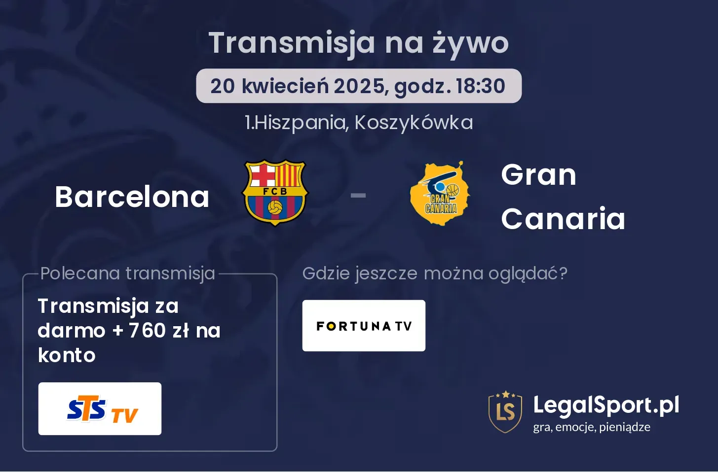 Barcelona - Gran Canaria gdzie oglądać?