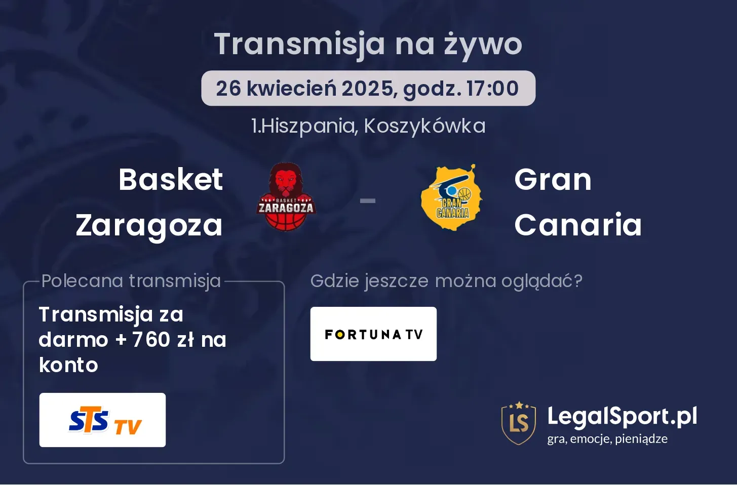 Basket Zaragoza - Gran Canaria gdzie oglądać transmisję?