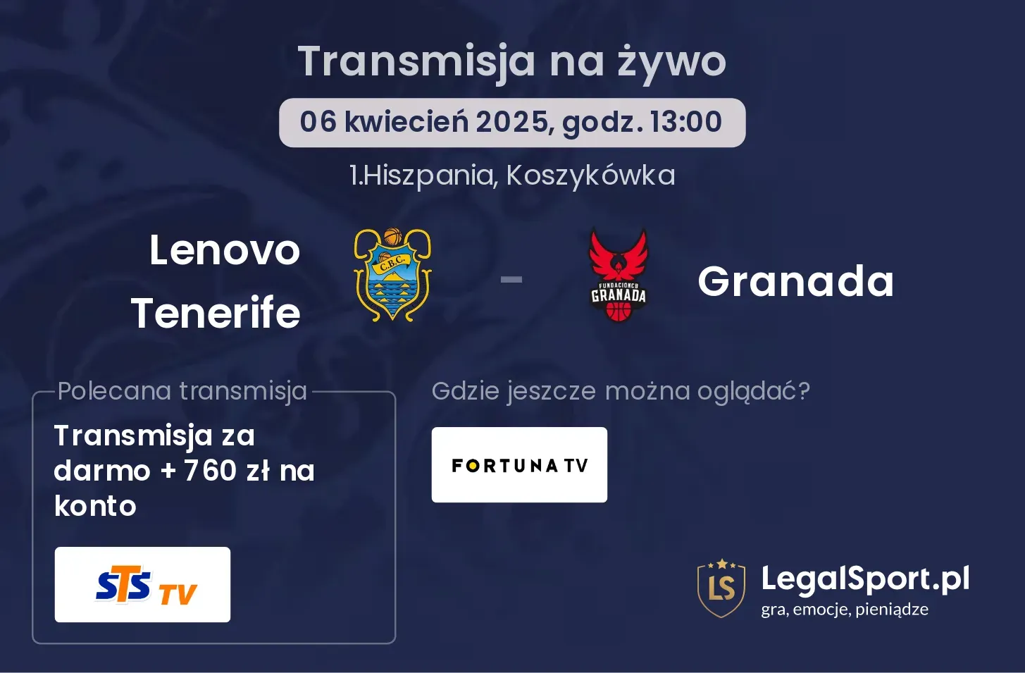 Granada - Lenovo Tenerife transmisja na żywo