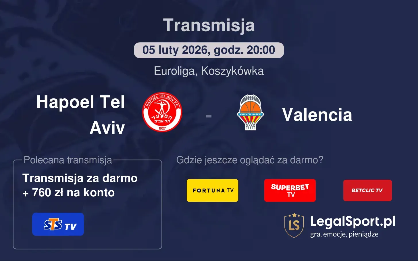 Hapoel Tel Aviv - Valencia Transmisje