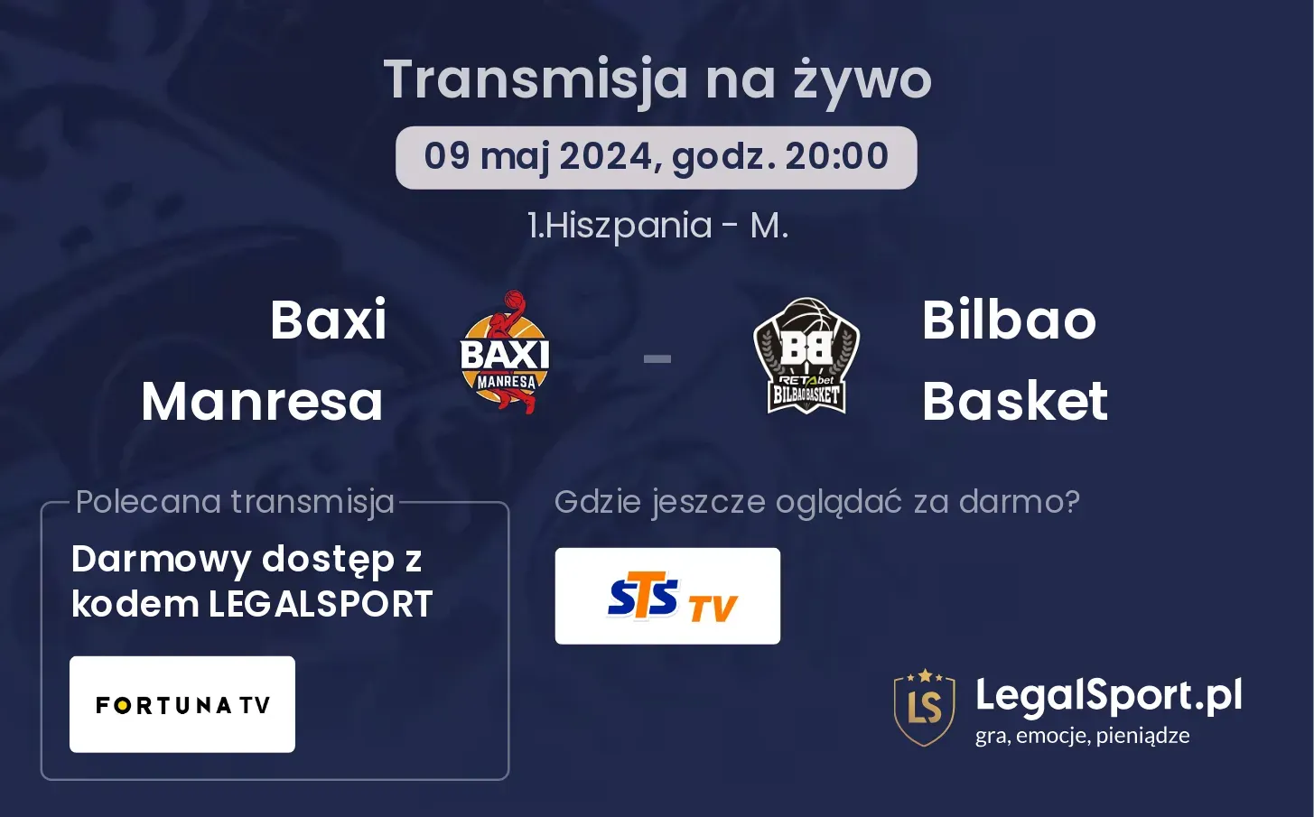 Baxi Manresa - Bilbao Basket transmisja na żywo