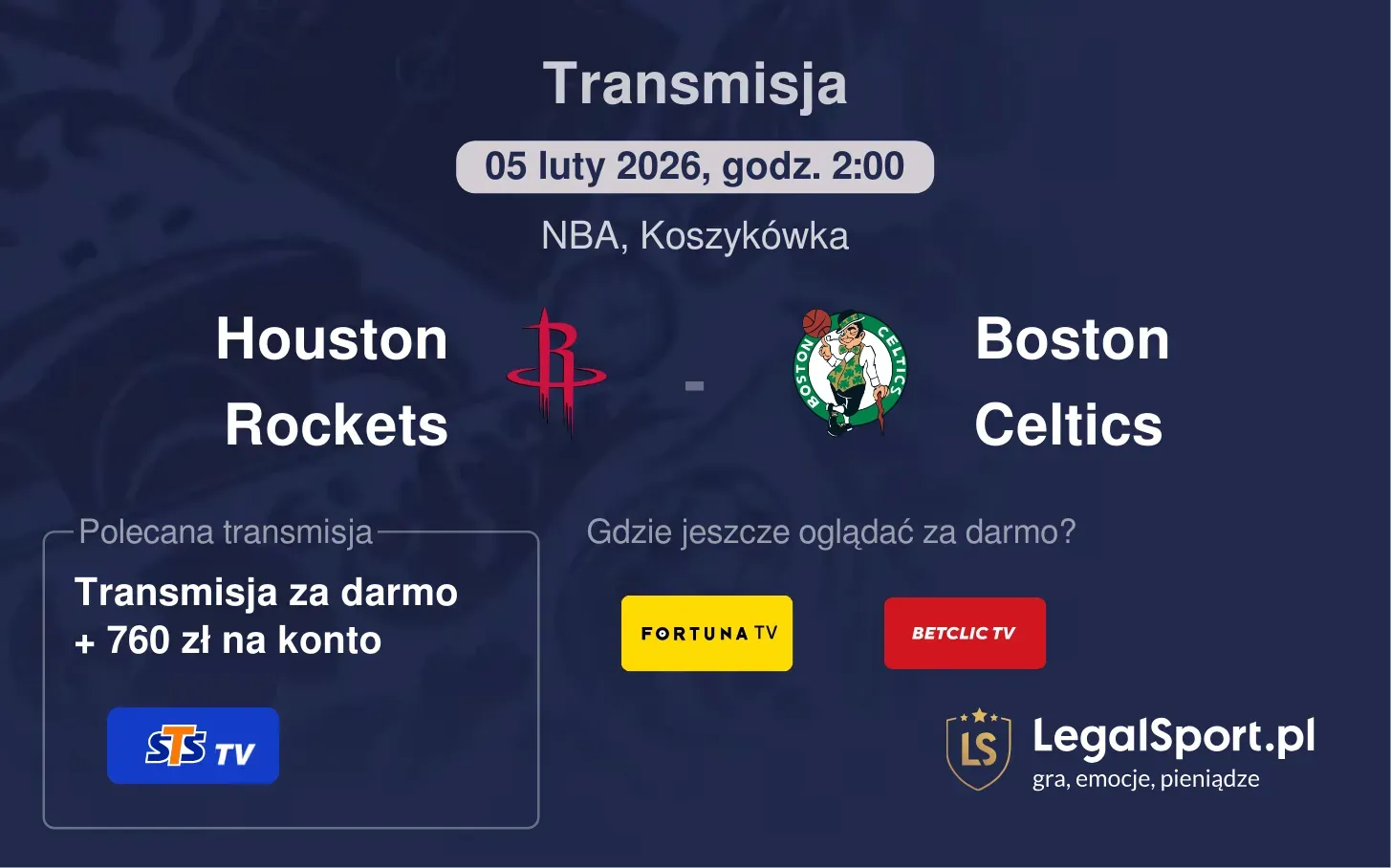 Houston Rockets - Boston Celtics Transmisje