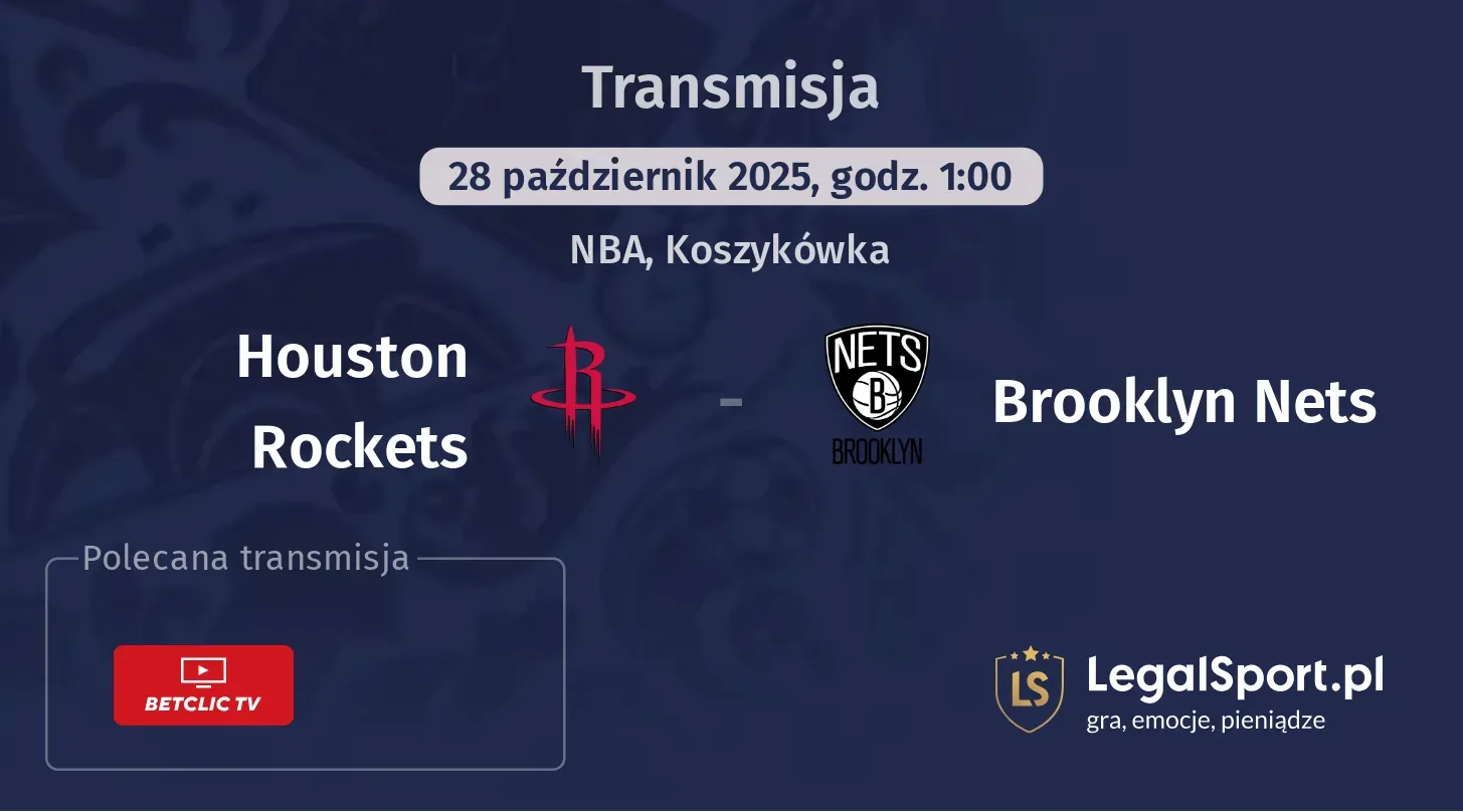 Houston Rockets - Brooklyn Nets Transmisje