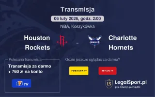 Houston Rockets - Charlotte Hornets gdzie oglądać? (06.02)